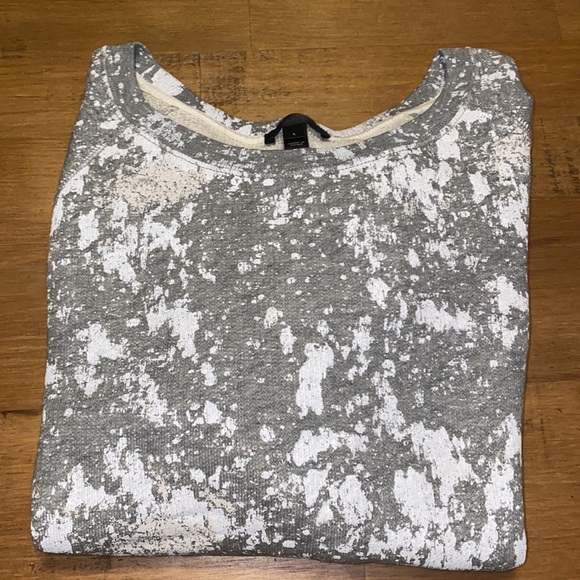 J Crew Grey Paint Splatter Crew Neck Pullover Sweater Sweatshirt Long - Picture 1 of 9